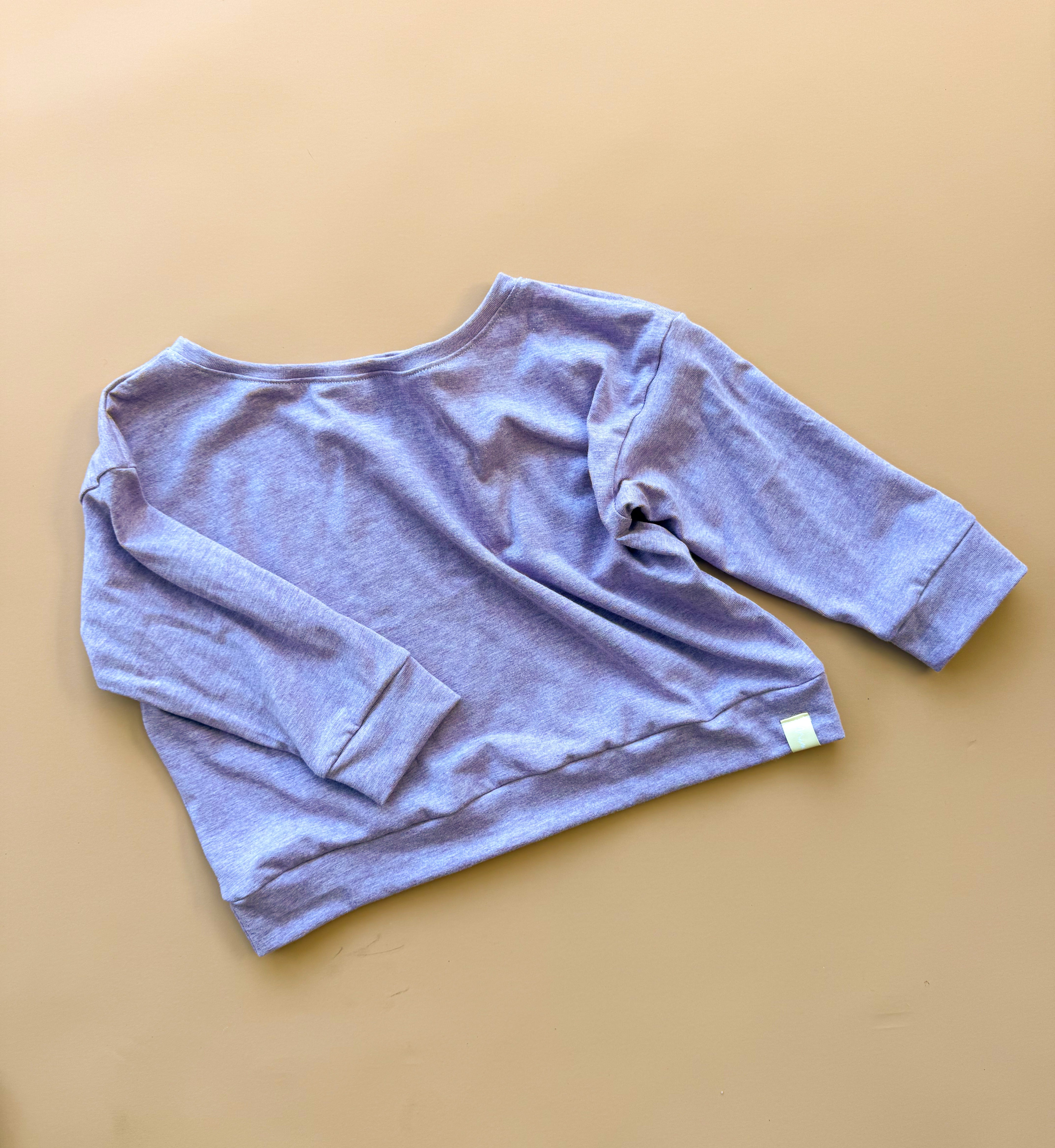 Off-Shoulder Slouchy Tee - Purple Marle