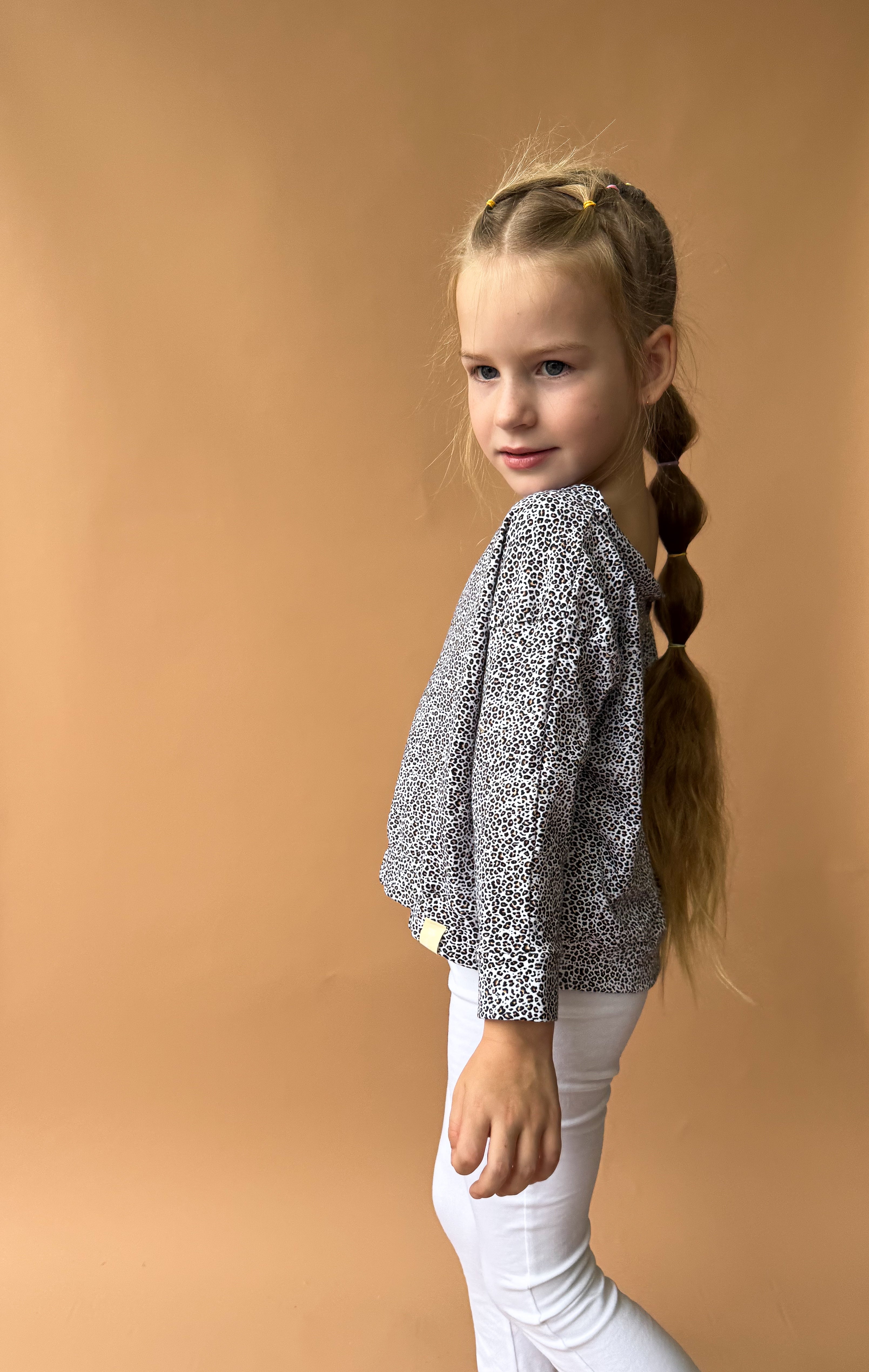 Off-Shoulder Slouchy Tee - Mini Leopard