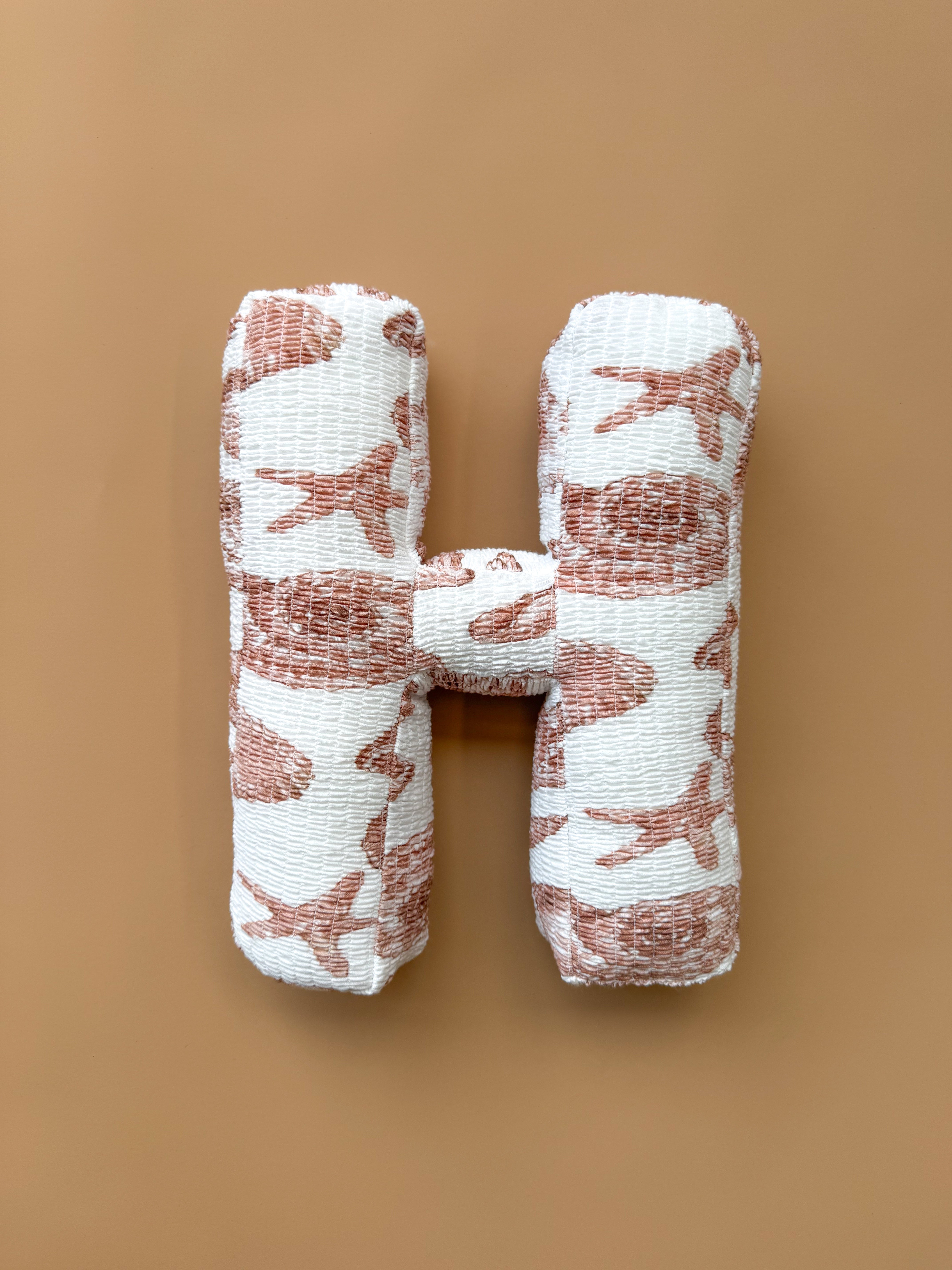 Custom Letter Cushions - Linen Seashells (Ready Made)