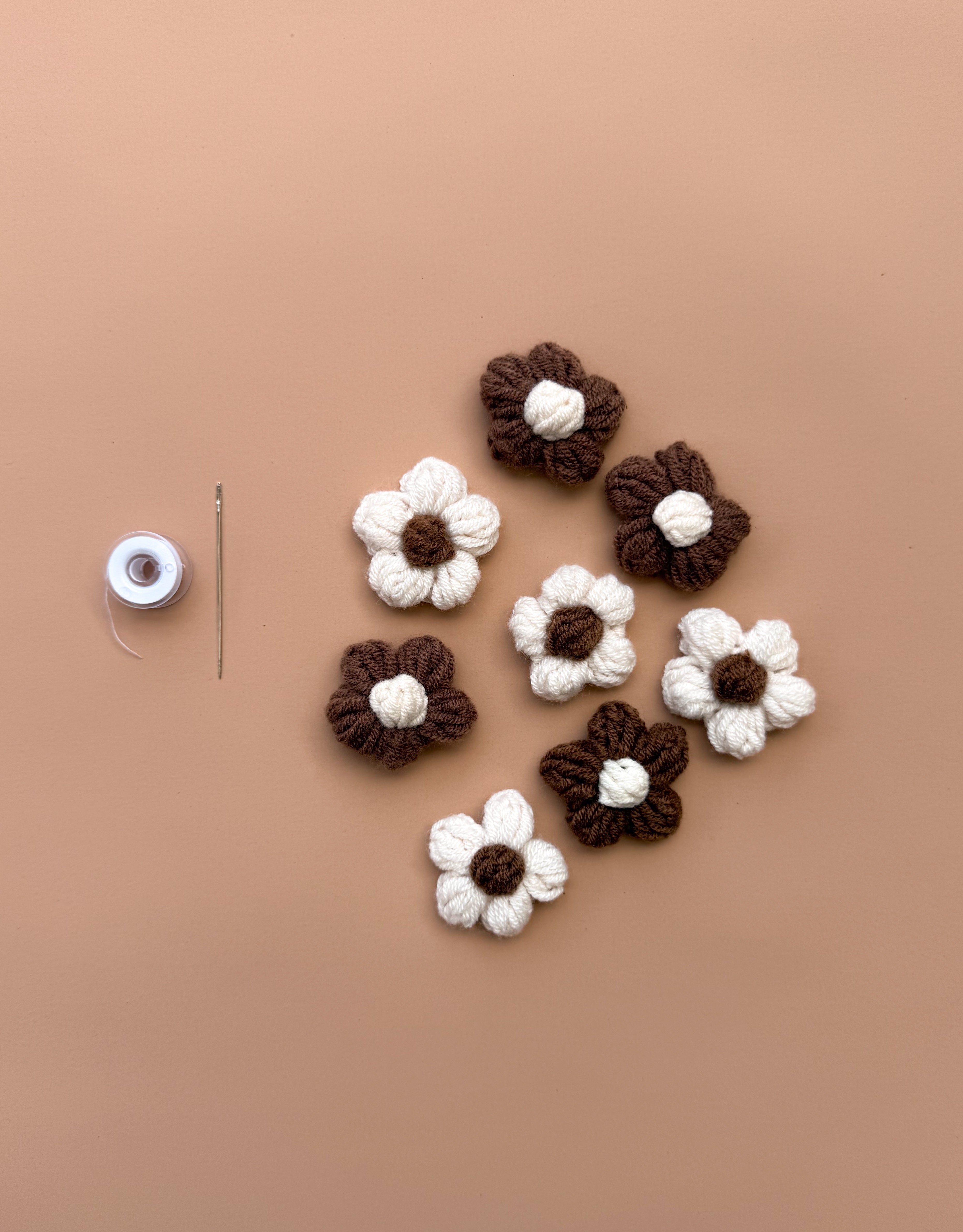 3D Crochet Daisies - Neutral Posy (8 pack)