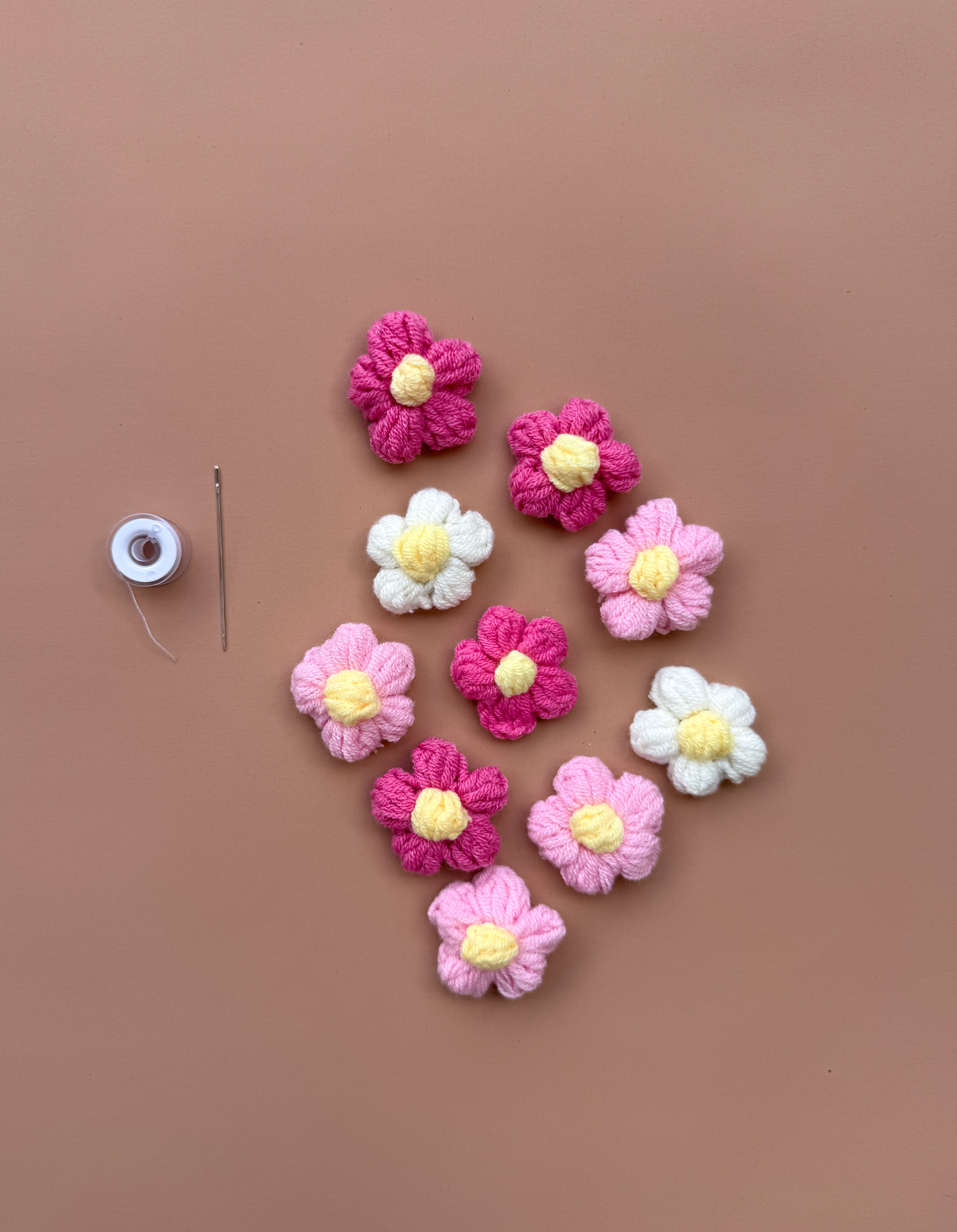 3D Crochet Daisies - Pink Posy (10 pack)