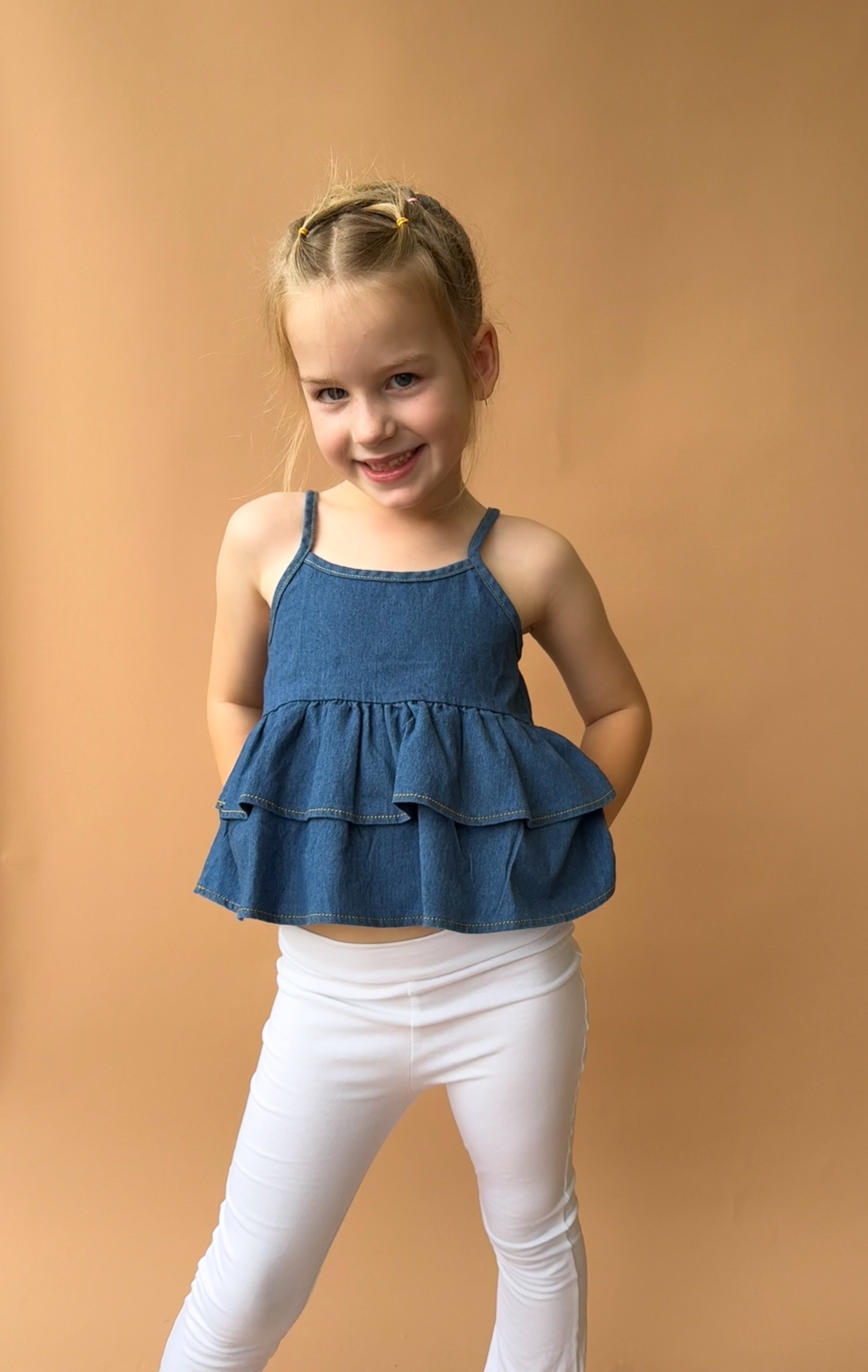 Double Peplum Singlet - Denim