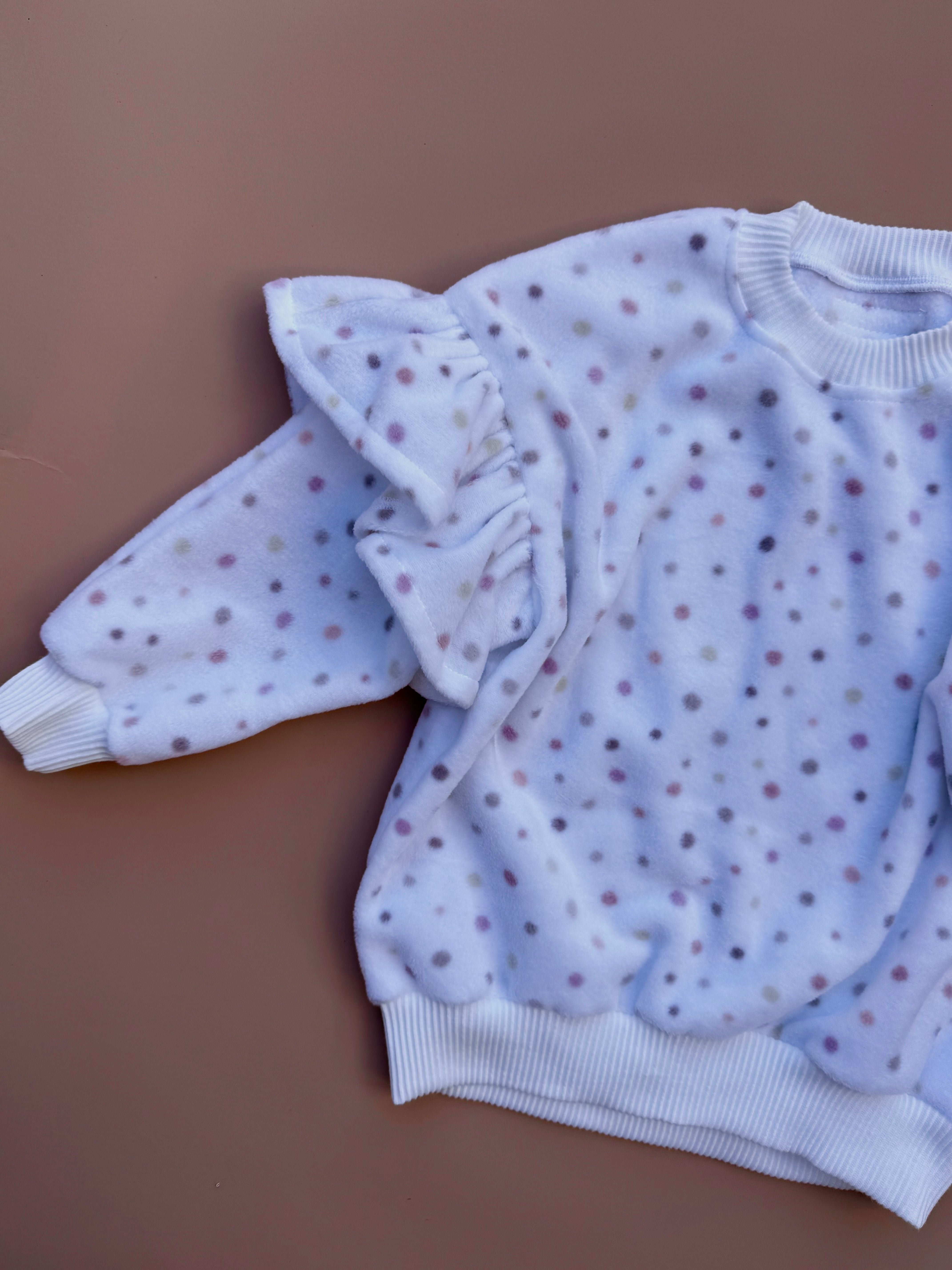 Oversized Frillie Pullover - Spotty Polar Fleece