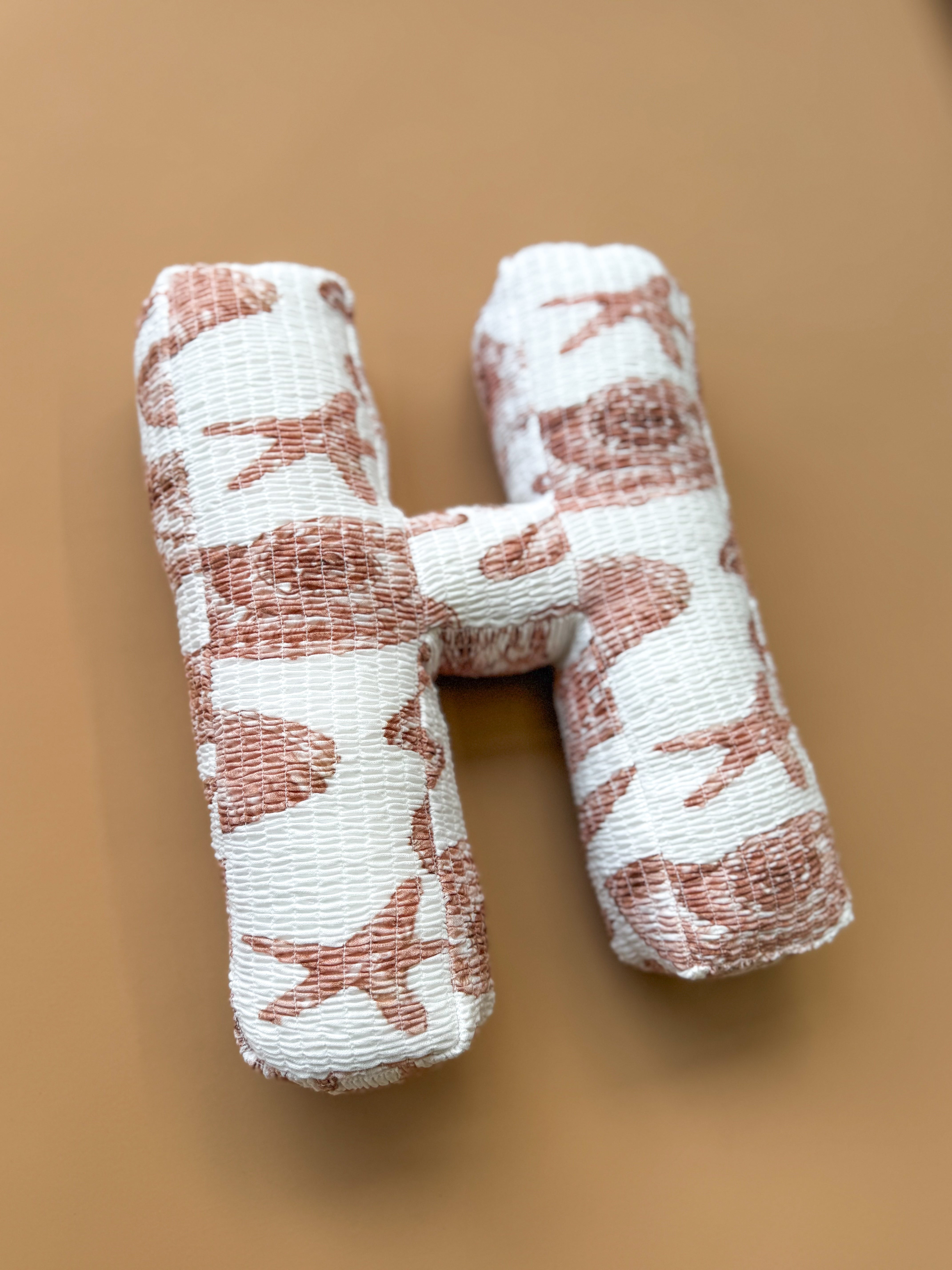 Custom Letter Cushions - Linen Seashells (Ready Made)