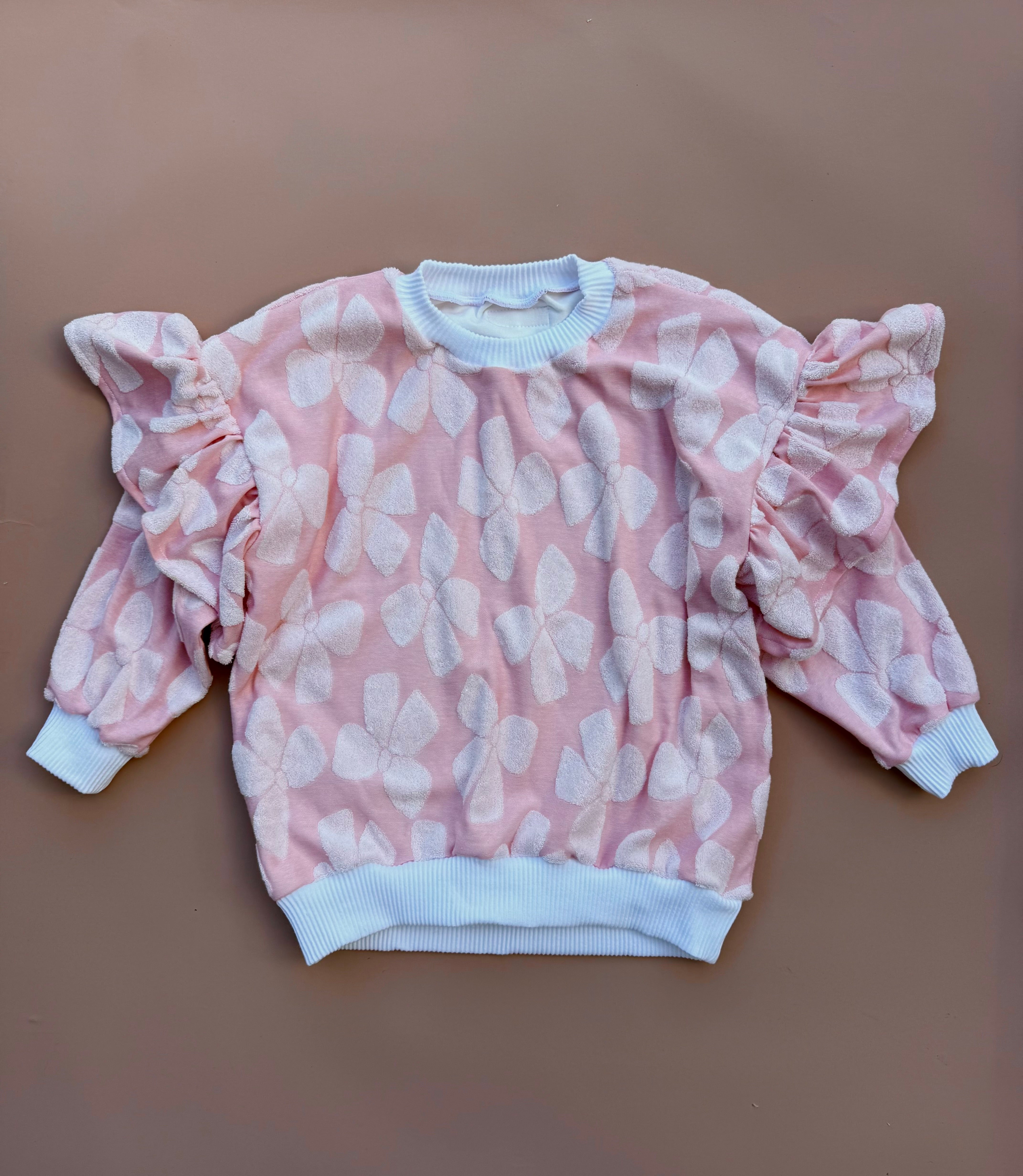 Oversized Frillie Pullover - Pink Hearts (Lined)