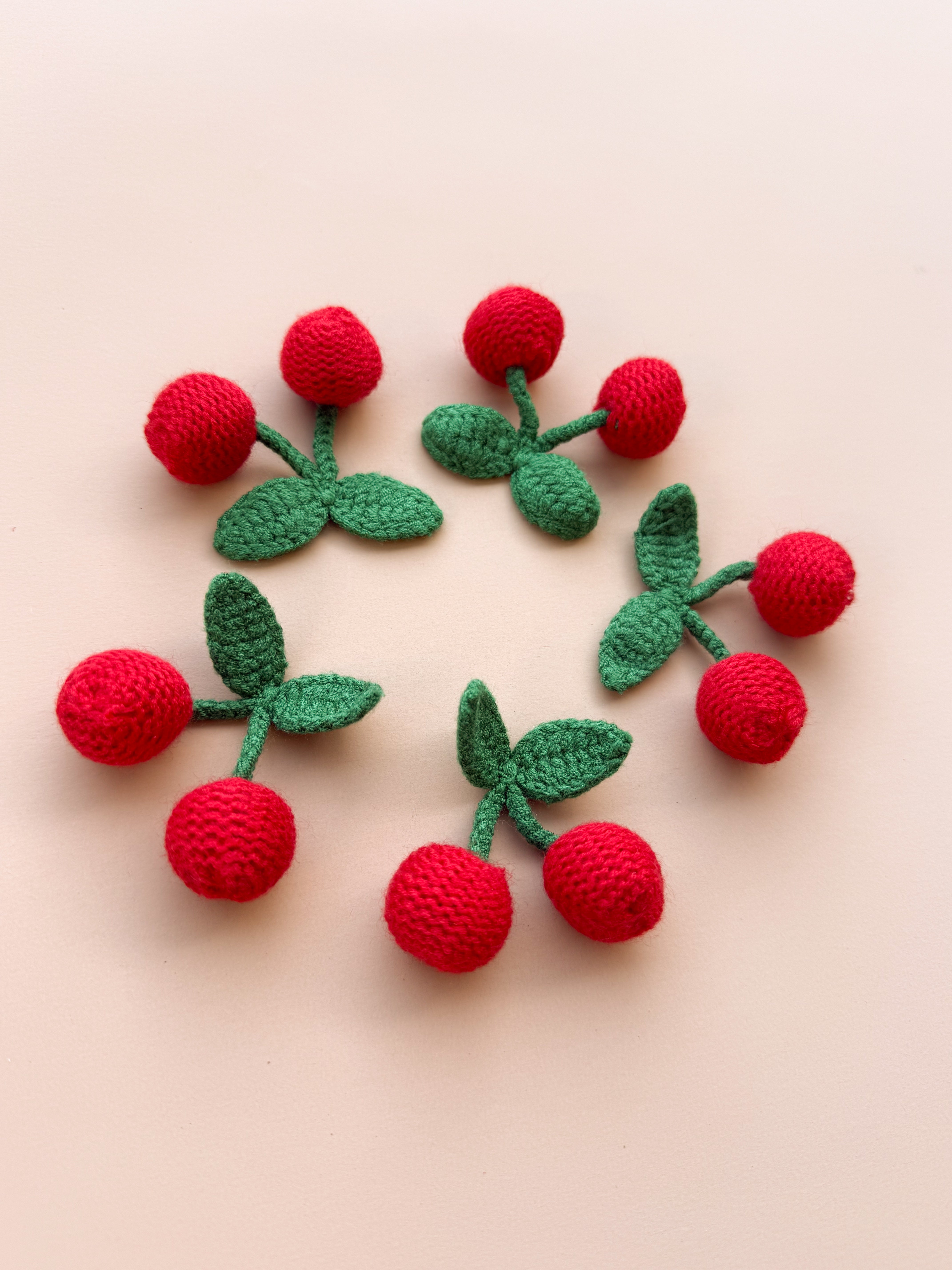 3D Crochet Cherries (5 pack)
