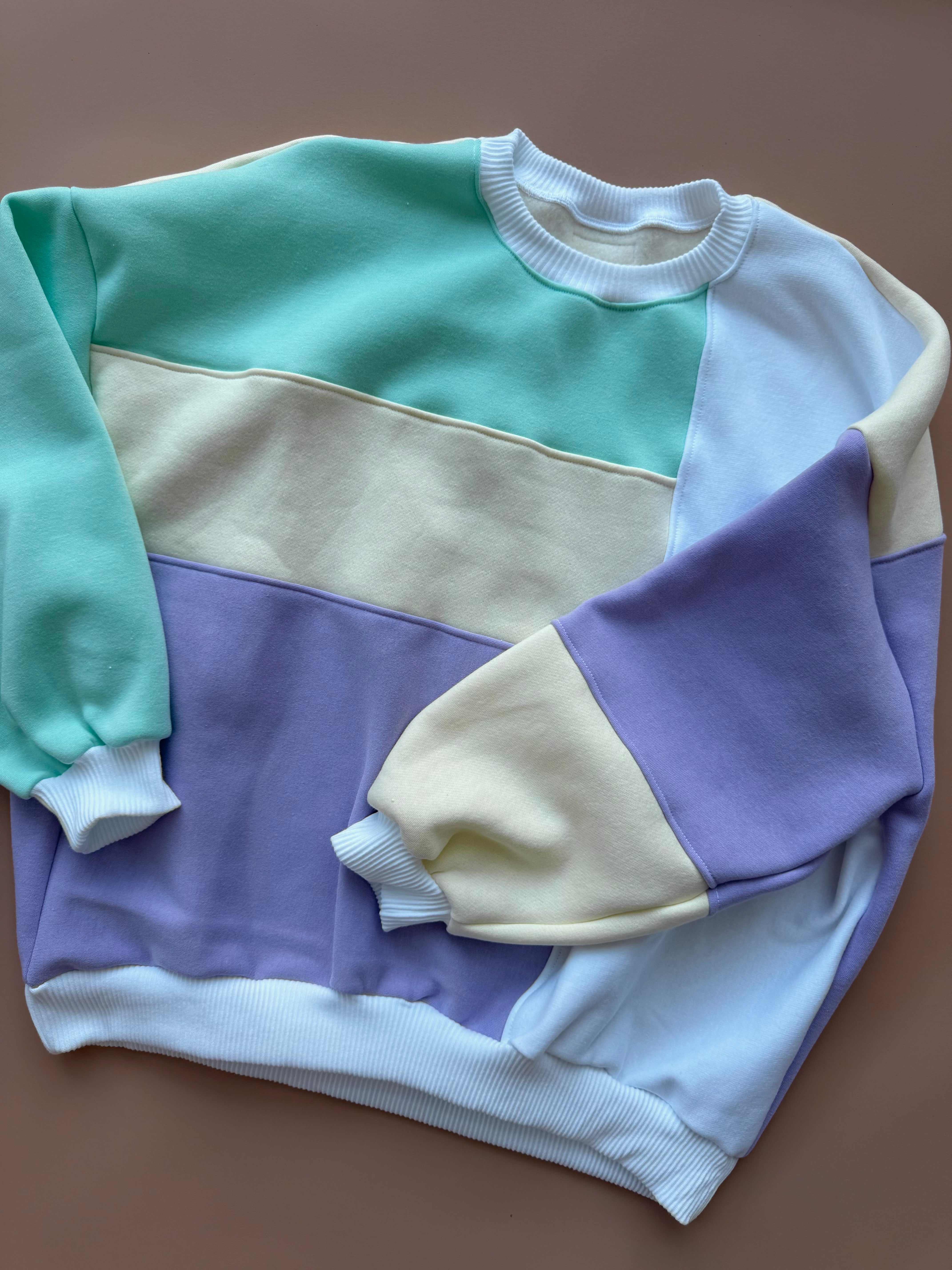 MUMMA Oversized Colour Block Pullover - Purple Mint