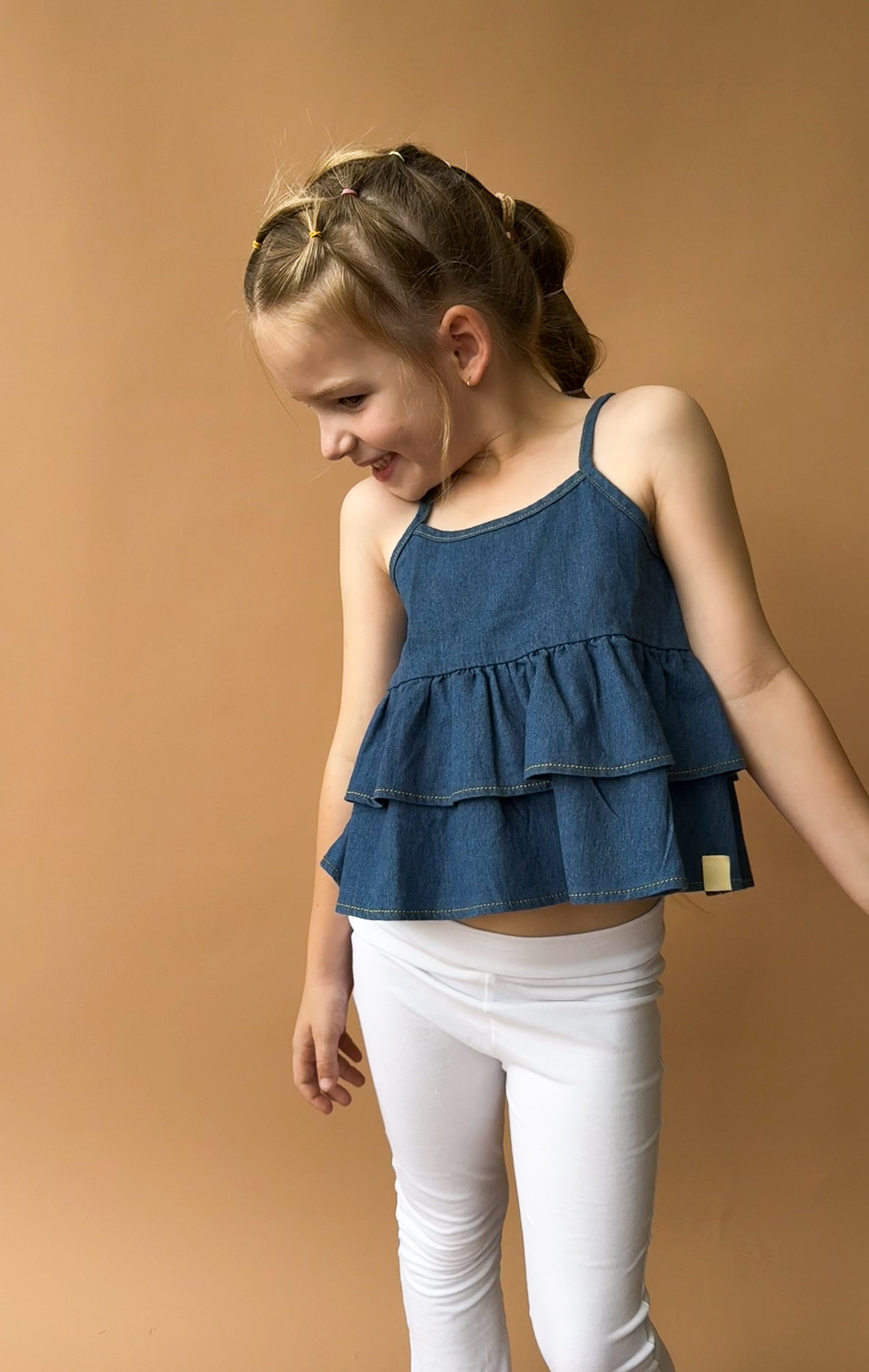 Double Peplum Singlet - Denim