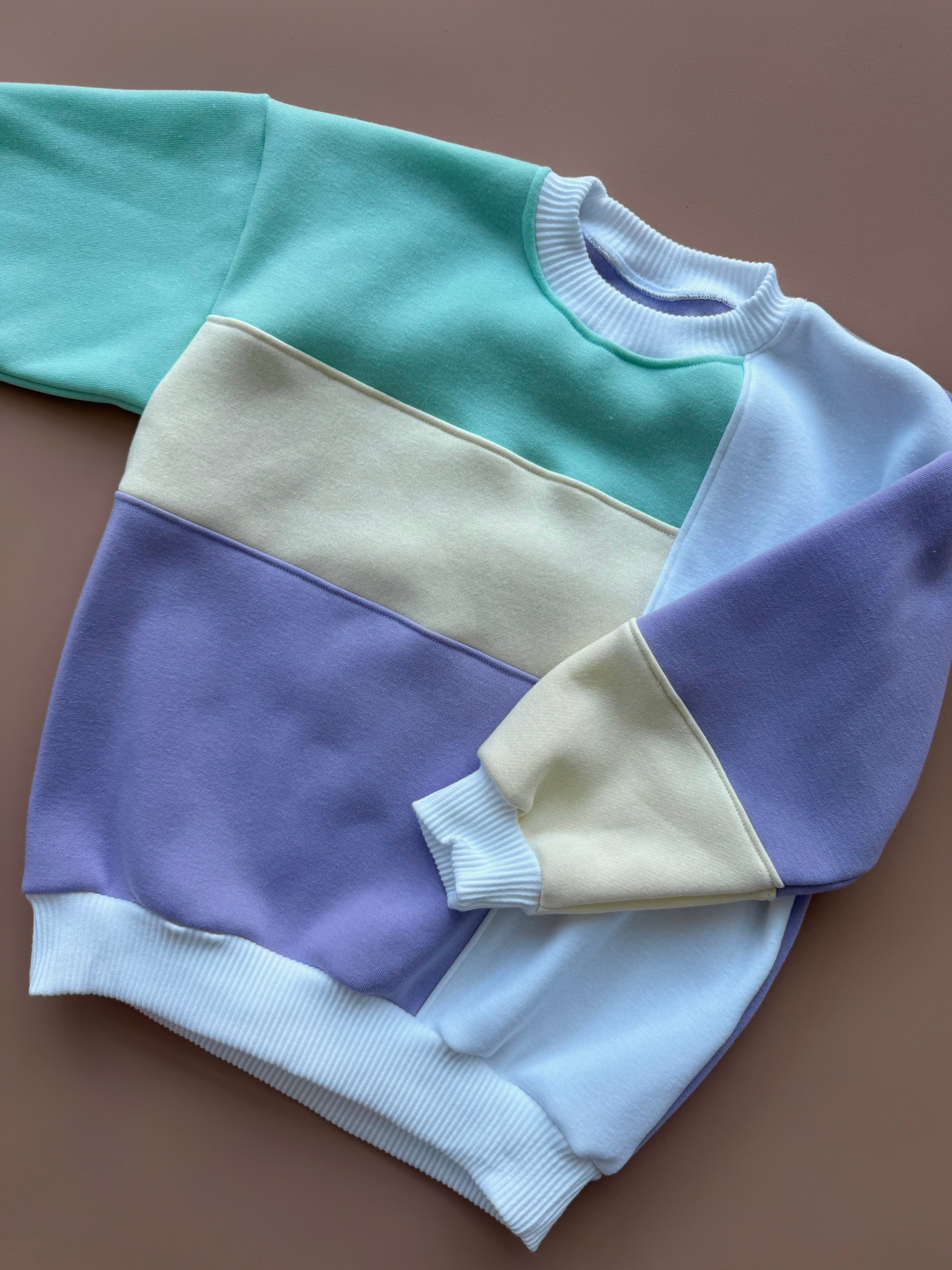Oversized Colour Block Pullover - Purple Mint