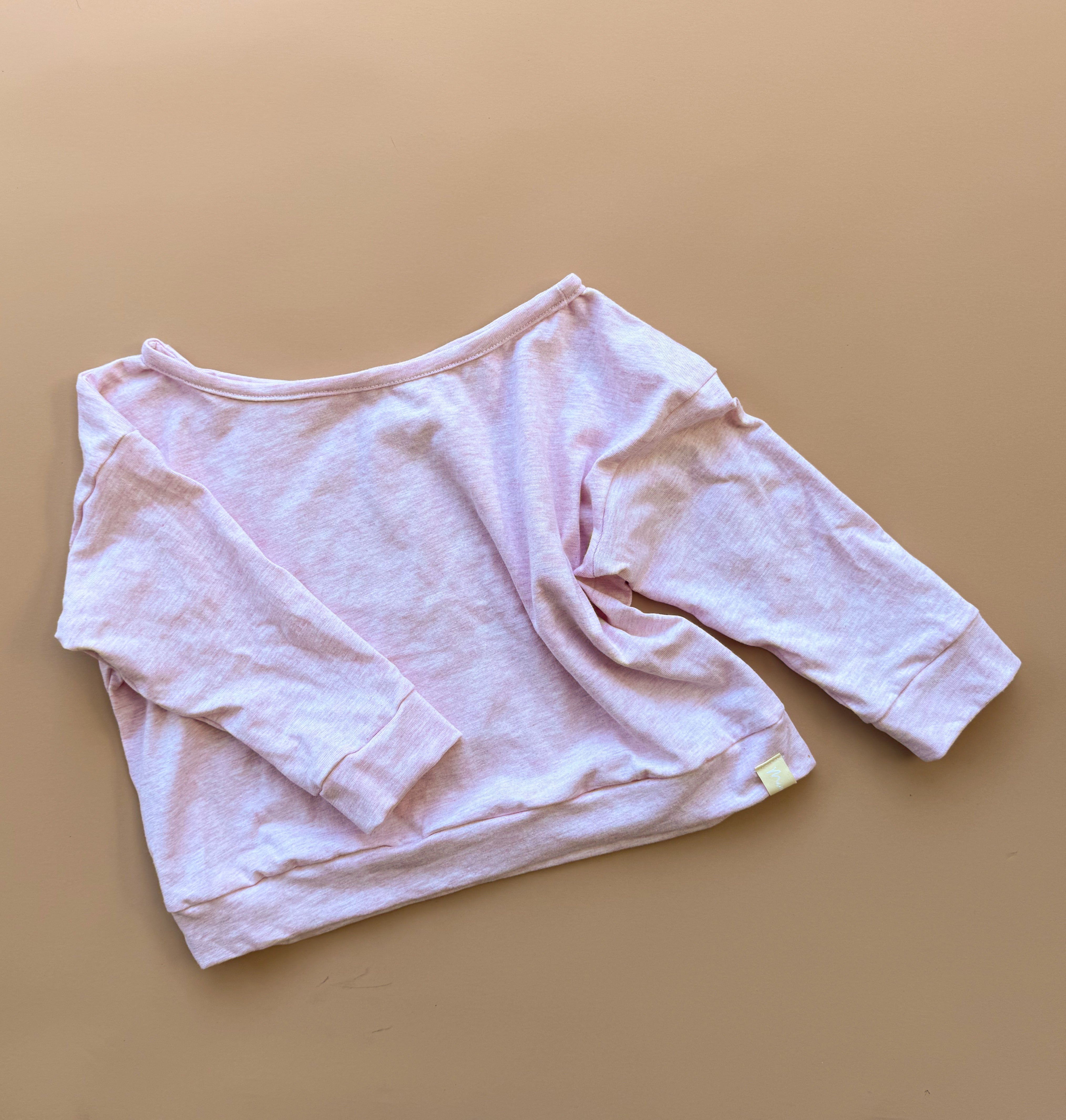 Off-Shoulder Slouchy Tee - Baby Pink Marle