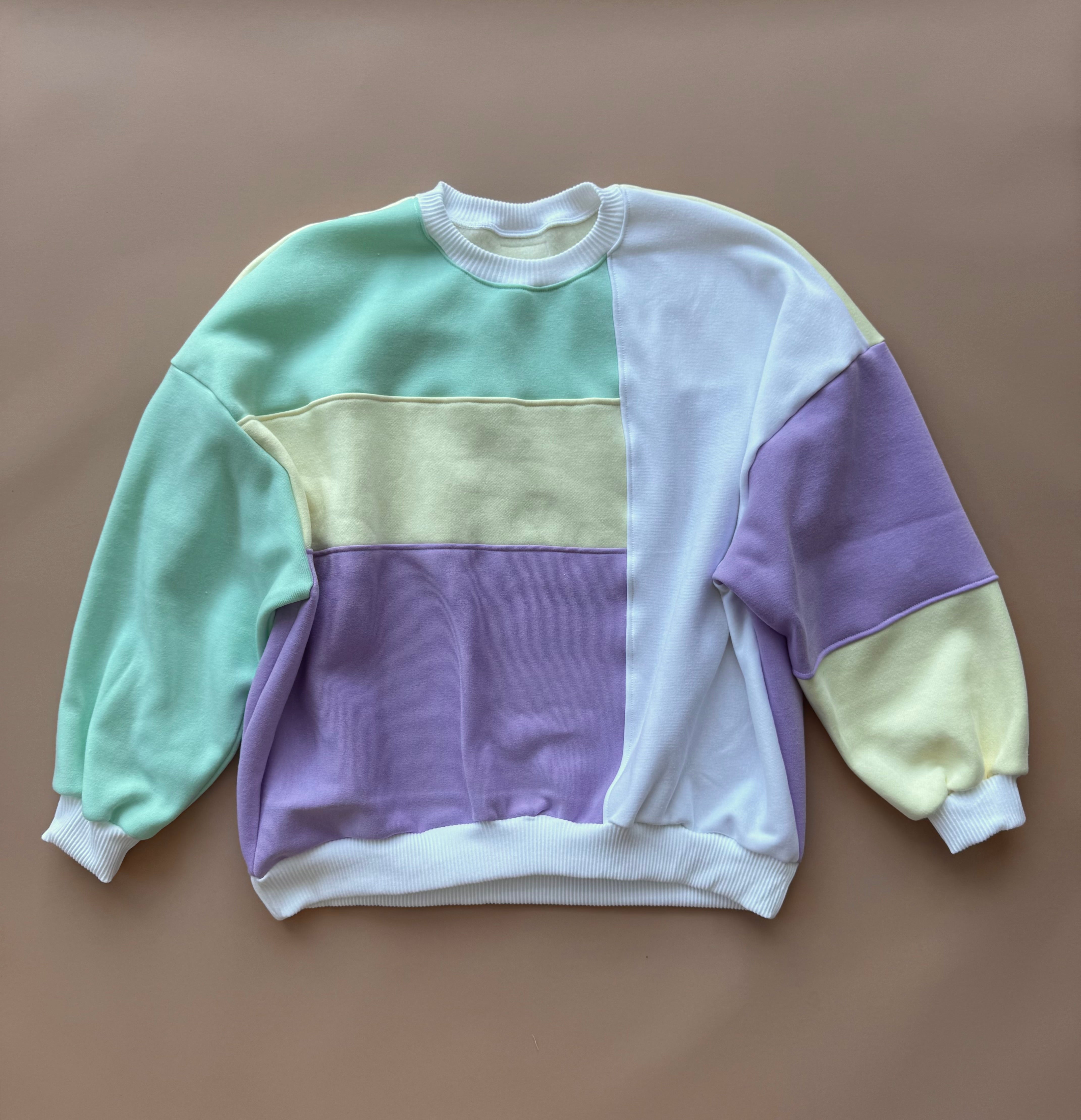 MUMMA Oversized Colour Block Pullover - Purple Mint