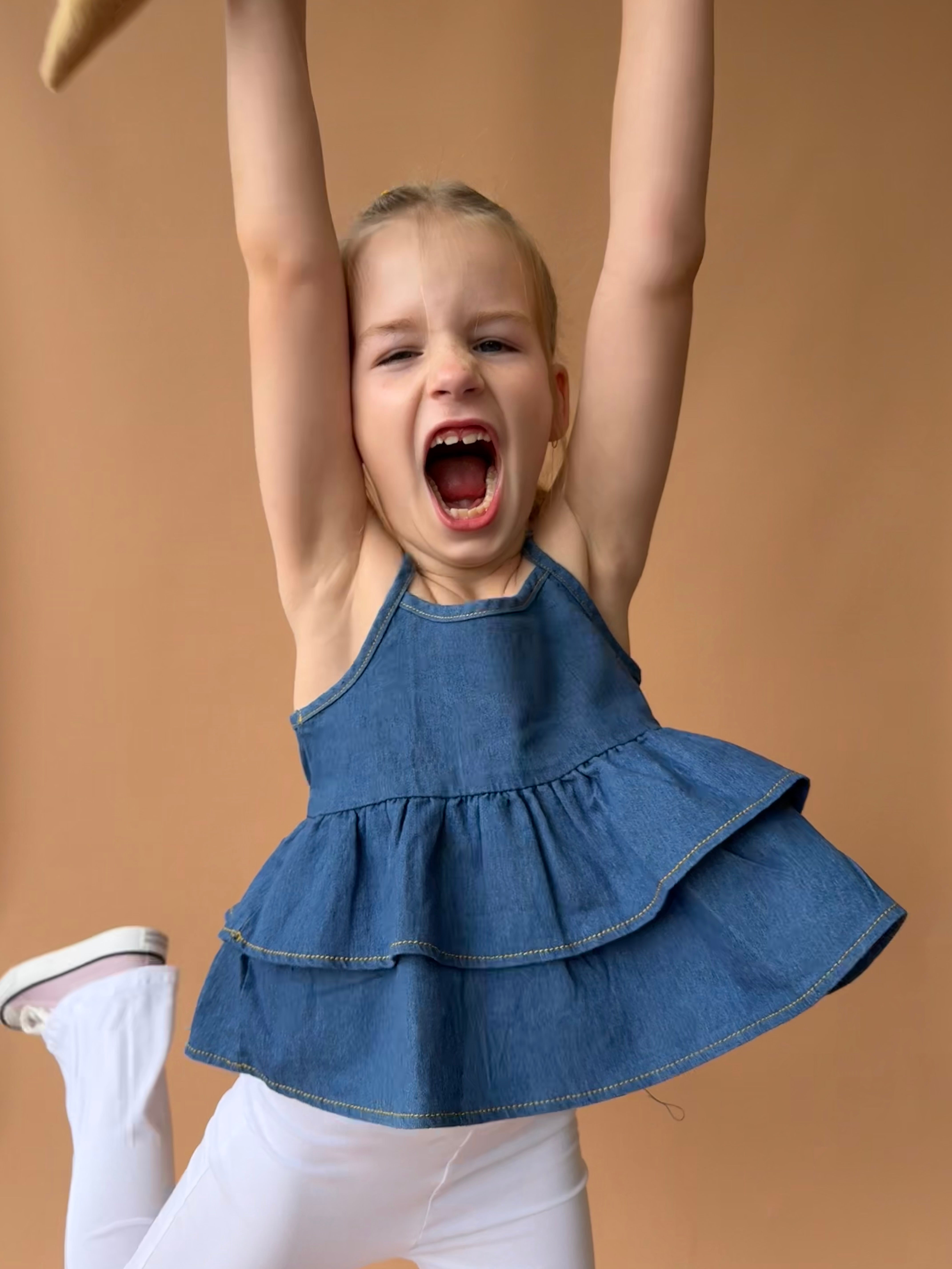 Double Peplum Singlet - Denim