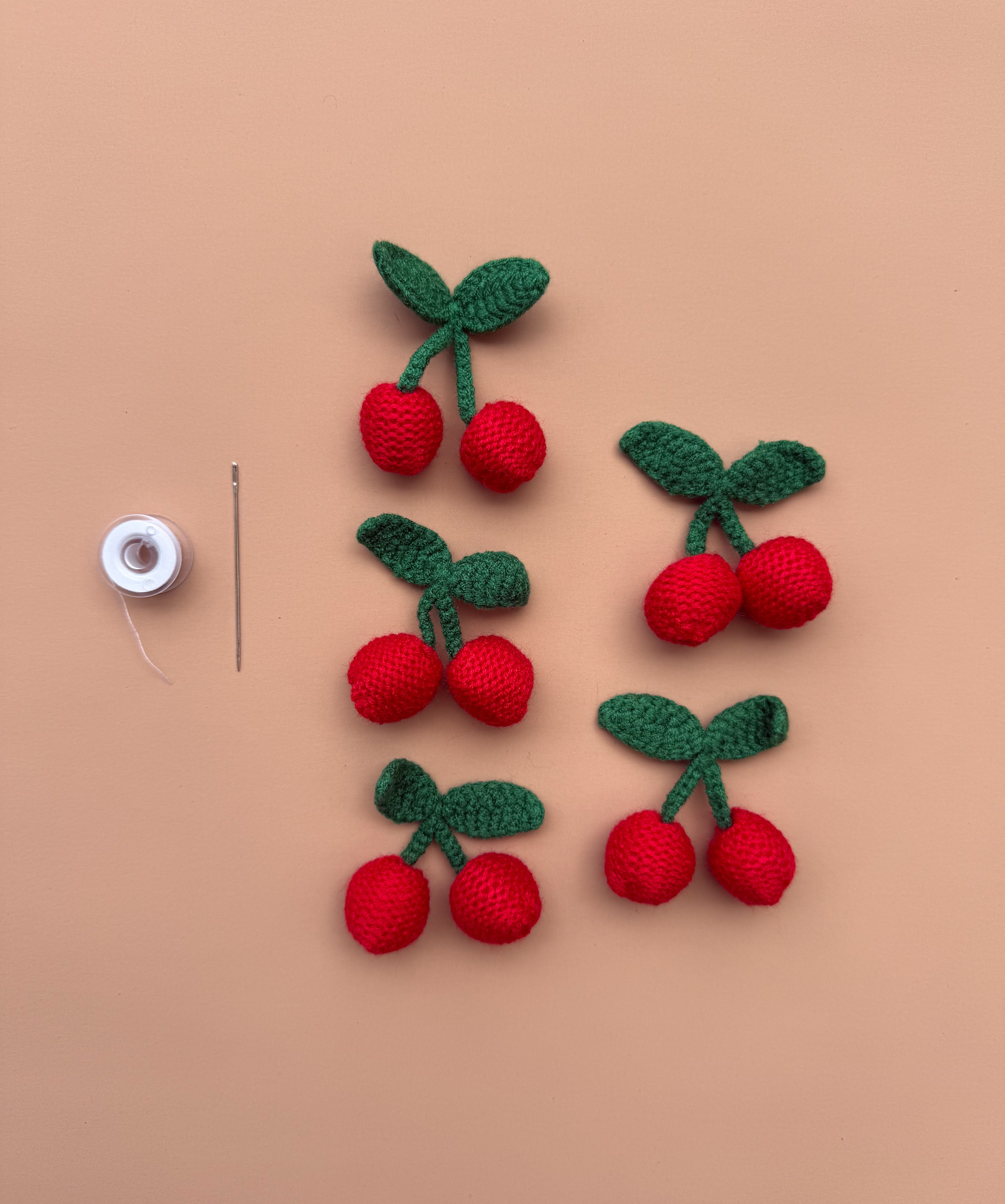 3D Crochet Cherries (5 pack)