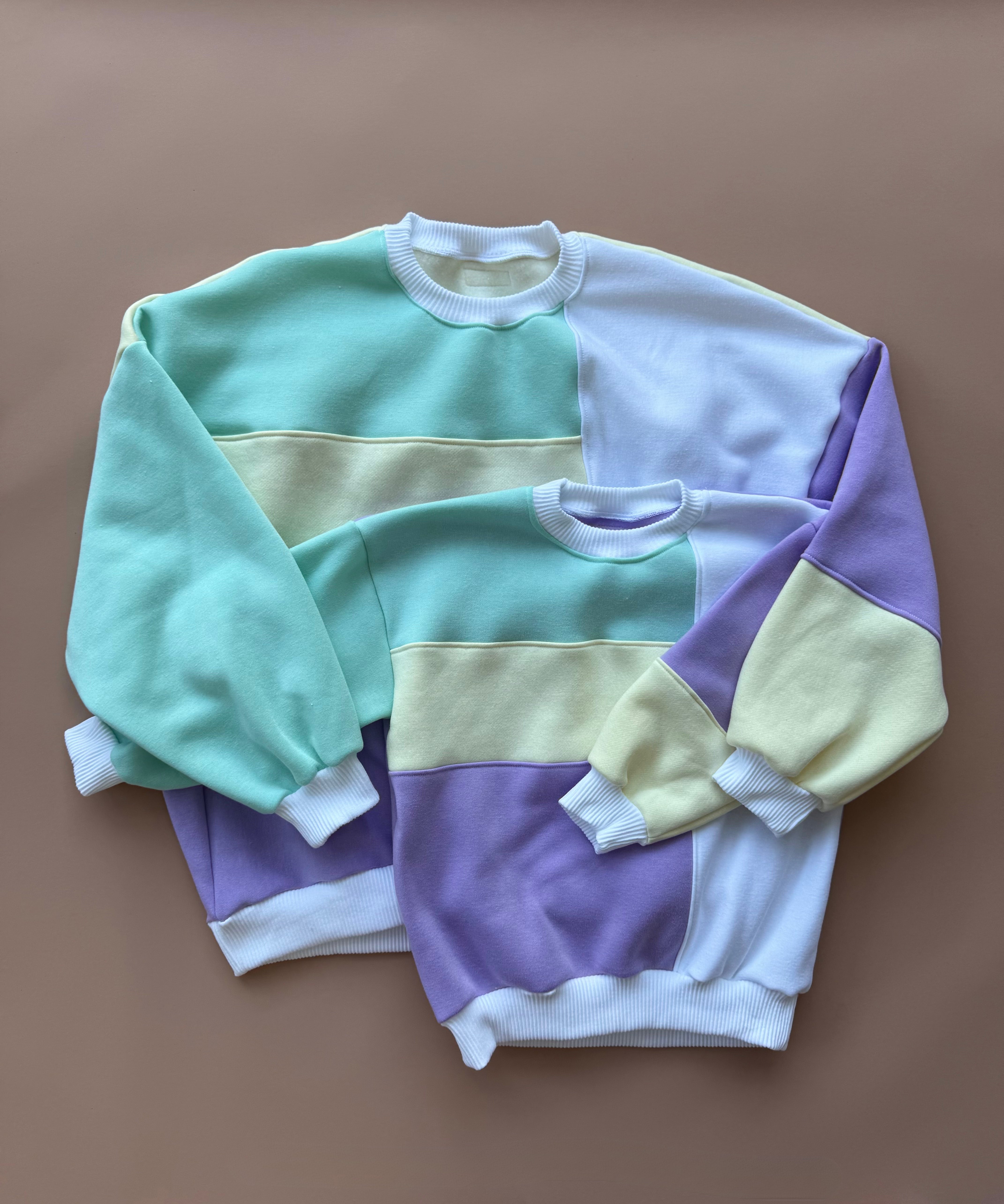 MUMMA Oversized Colour Block Pullover - Purple Mint