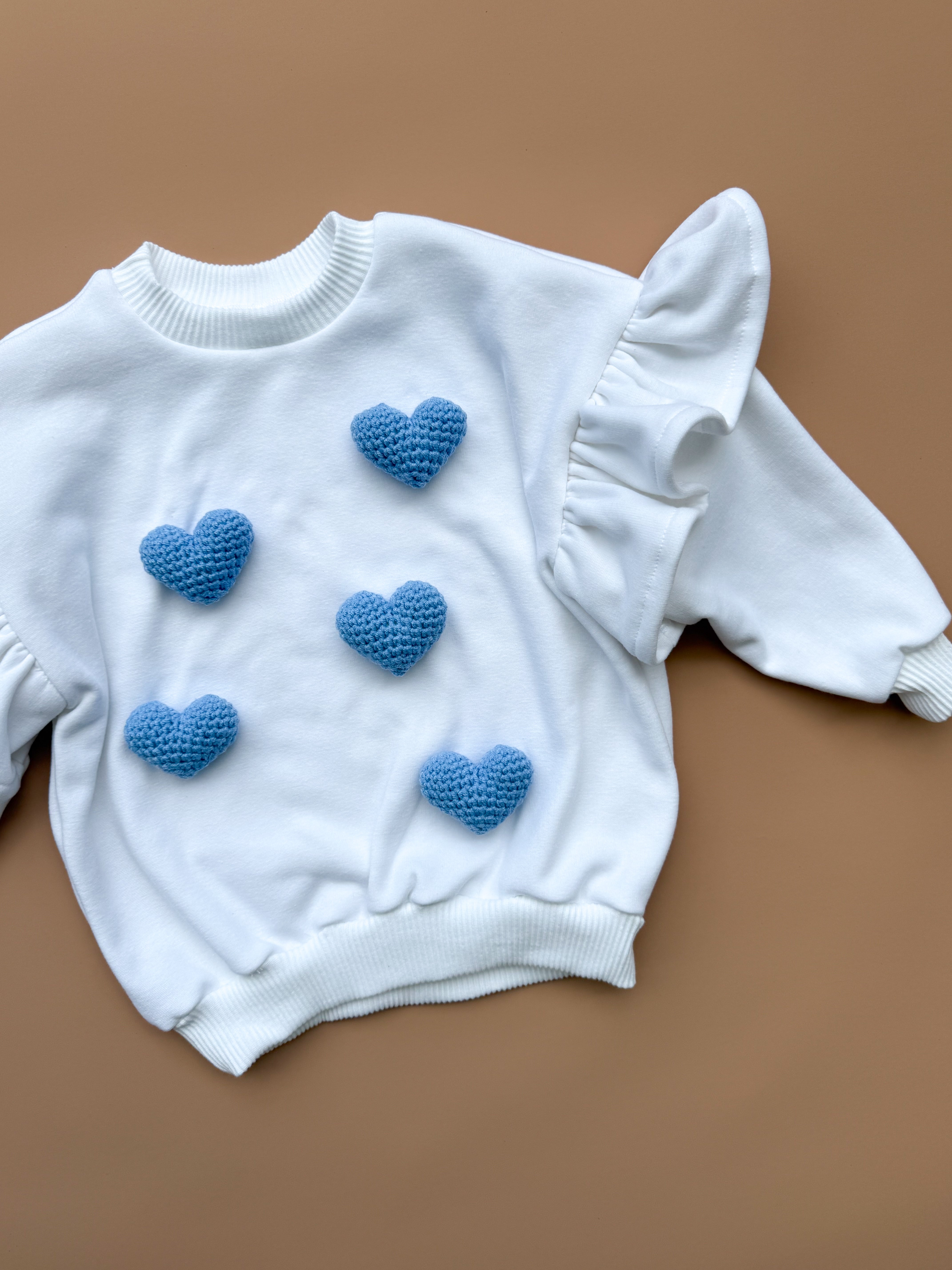 3D Crochet Hearts - Sky Blue (5 pack)
